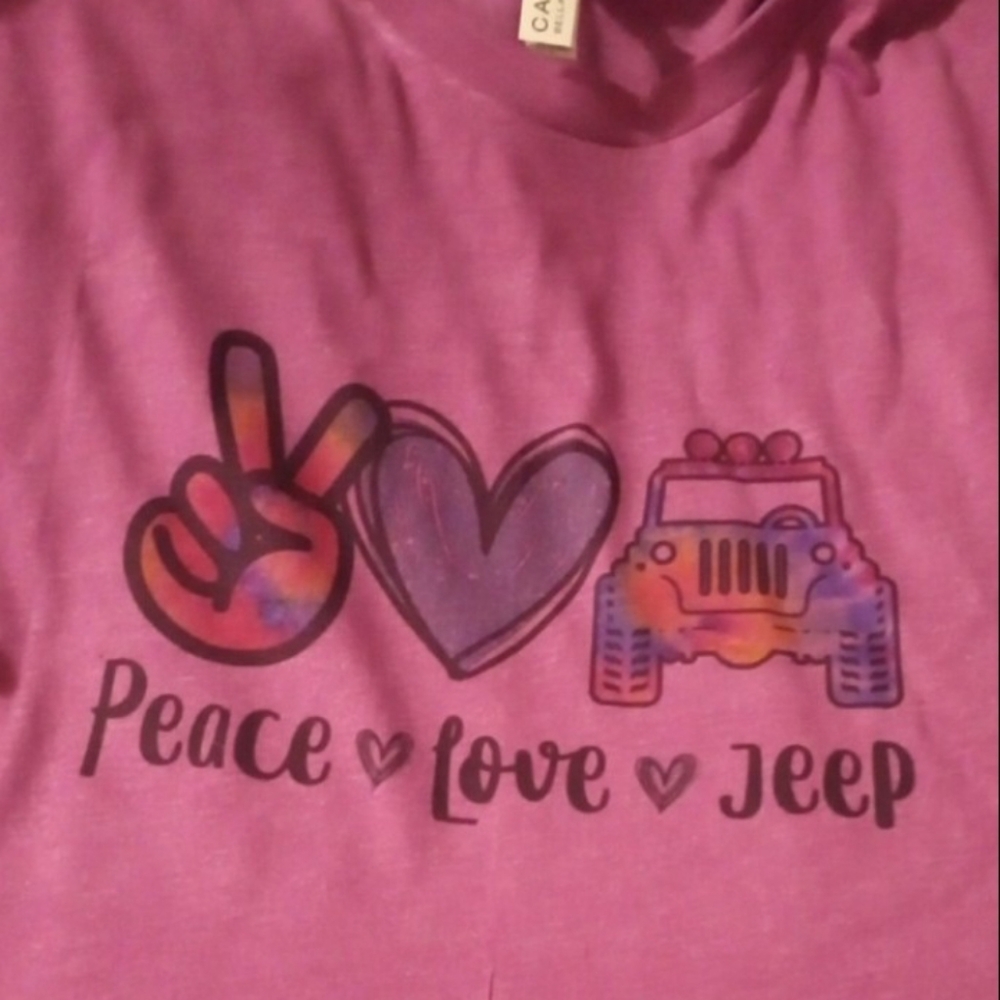 Bella canvas pink peace love and Jeep